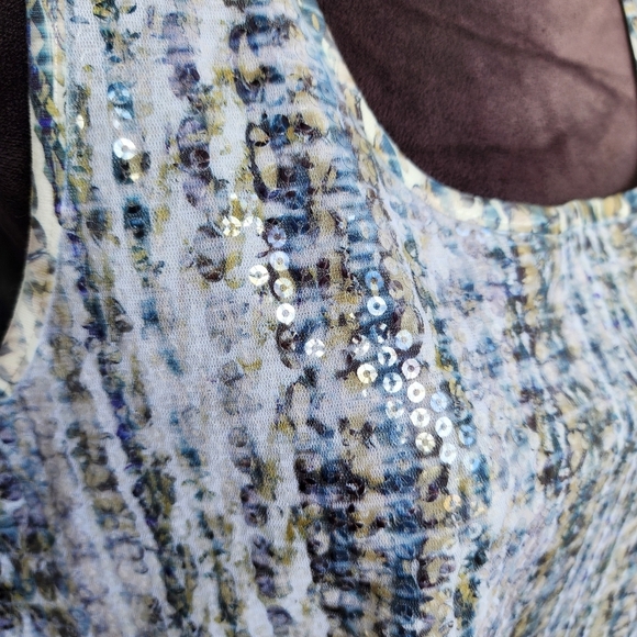 Chico's Multicolored Polyester Saharan Weave Sequin Soft Tank Top Size 2 LARGE - Picture 3 of 9